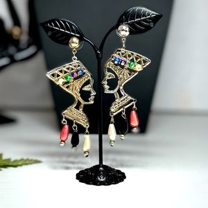 Cleopatra Earrings Gold Tone Boho Jewelry